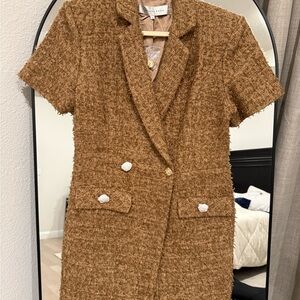 Endless Rose Tan Tweed Blazer Dress